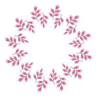 Star Hand drawn floral frame or border with place text, quote or logo in flat style. Doodle Wreath made of pink spring flowers in circle. Minimalist botanical element on background with Copy space. vector