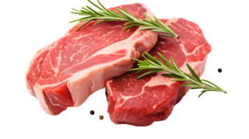 ai generado crudo carne de vaca carne en transparente antecedentes png