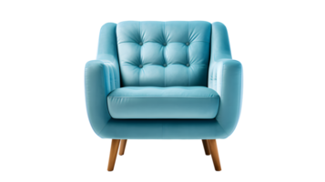 ai gegenereerd blauw leer fauteuil sofa geïsoleerd, transparant PNG achtergrond