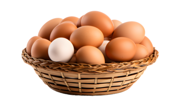 AI generated Eggs in a basket isolated, transparent PNG background