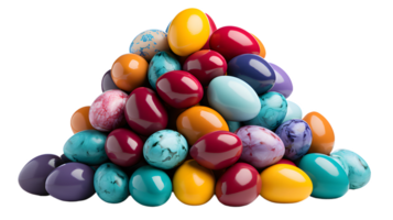 AI generated Colorful easter eggs isolated on transparent PNG background
