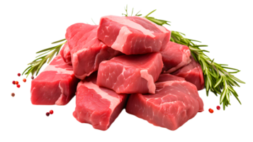 ai generado crudo carne de vaca carne en transparente antecedentes png