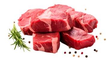 ai generado crudo carne de vaca carne en transparente antecedentes png