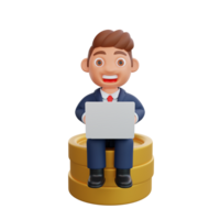 3d Illustration Businessman working on laptop png