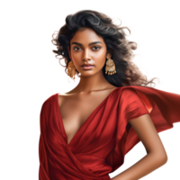 ai gegenereerd een Indisch meisje vervelend rood Saree png