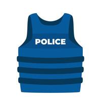 Police bulletproof vest. Blue vest with an inscription Police on the chest. Vector illustration.