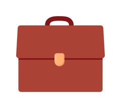 Brown briefcase with golden lock. Vector illustration in flat style.