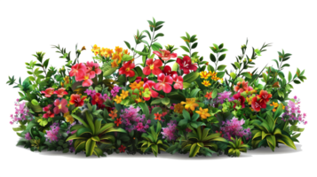 AI generated variety colorful flower bush illustration isolated transparent background . png