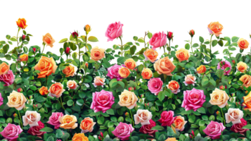 AI generated colorful roses bush isolated transparent background . png