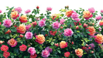 AI generated colorful roses bush isolated transparent background . png