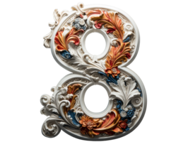 AI generated porcelain number eight png