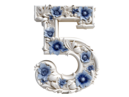 AI generated porcelain number five png