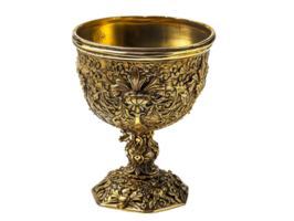 AI generated a gold goblet with a floral design on it png