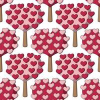 Seamless pattern with tree with heart shaped leaves vector