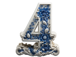 AI generated porcelain number four png