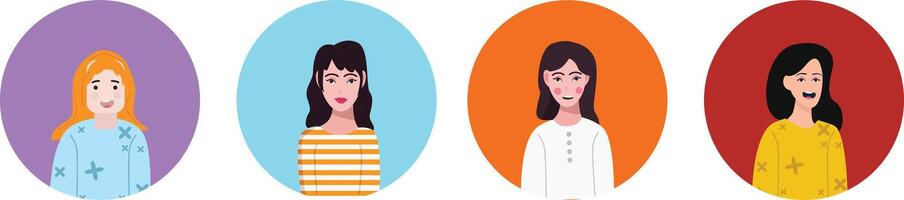 Vector illustration character person face women collection