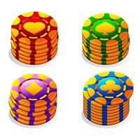 Vector stacks of casino chips. Icons for casino or slots game