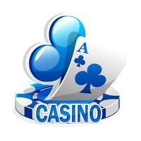 Blue icon for the casino. Vector Illustration Poker Cards, clubs symbol, and Chip Games
