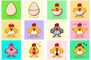 Vector set of Easter chicks and egg