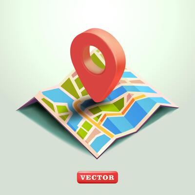 Map with location elements, 3d vector. Suitable for websites, business and ecommerce