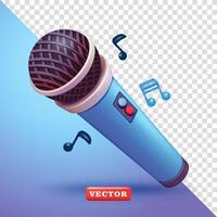 Microphone with music notes, 3d vector. Suitable for karaoke and events vector