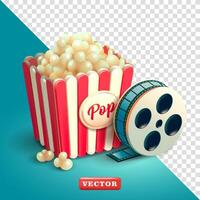 palomitas de maiz y película rollos, 3d vectores adecuado para película eventos y diseño elementos