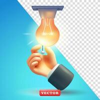 Hand turning on a rope light switch. 3d vector, suitable for business and educational ideas vector