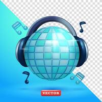 disco pelota con auriculares. 3d vector, Perfecto para música festivales, fiestas y eventos vector