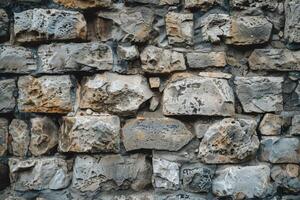 AI generated Ancient Weathered Stone Wall Texture photo