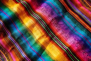 AI generated Vivid Textured Multicolored Fabric Closeup photo