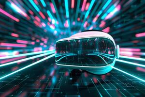 AI generated Futuristic VR Headset with Neon Lights photo