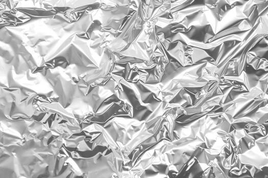 AI generated Crumpled White Metallic Foil Texture photo
