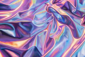 AI generated Iridescent Holographic Fabric Texture in Pastel photo