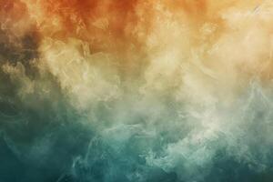 AI generated Abstract Smoke Art with Orange to Teal Gradient photo