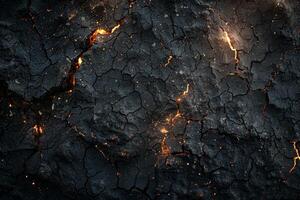 AI generated Cracked Lava Texture with Glowing Cracks photo