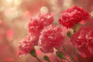 AI generated Carnations with Dreamy Bokeh Background photo