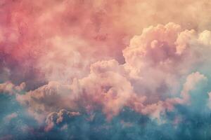 ai generado soñador cielo con texturizado nubes en pastel colores foto