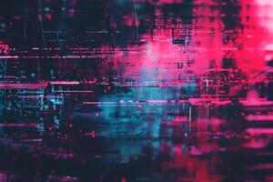 AI generated Cyberpunk Aesthetic with Red and Blue Digital Chaos photo