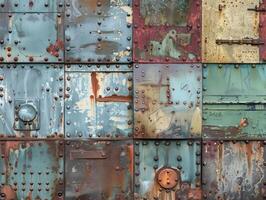 AI generated Vintage Metal Panels with Rust Textures photo