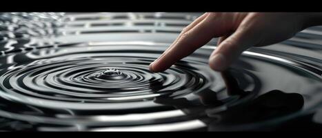 AI generated Finger Touching Water Creating Ripples photo