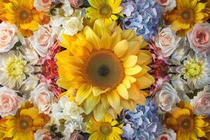 AI generated Sunflower Centerpiece in Mixed Floral Arrangement photo