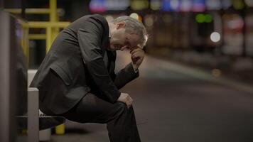 Senior Man Showing Hopelessness Miserable Facial Expressions video