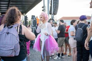 Lisbon, Portugal. 17 June 2023 Drag queen at Pride Parade photo