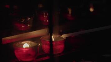 Wax Candles Night Lights Bokeh For Holy Religious Ceremony video