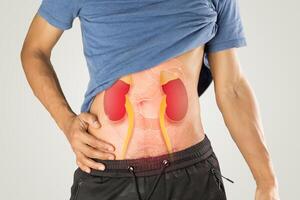 A man has a problem with his kidney functioning abnormally. photo