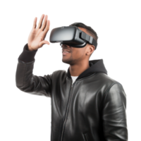 ai généré une homme portant une virtuel réalité casque png