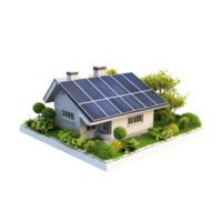 AI generated Modern house with solar panel on the rooftop png