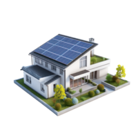 AI generated Modern house with solar panel on the rooftop png