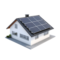 AI generated Modern house with solar panel on the rooftop png