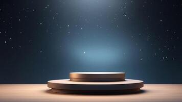 AI generated Abstract scene with round podium and starry sky. 3d render photo